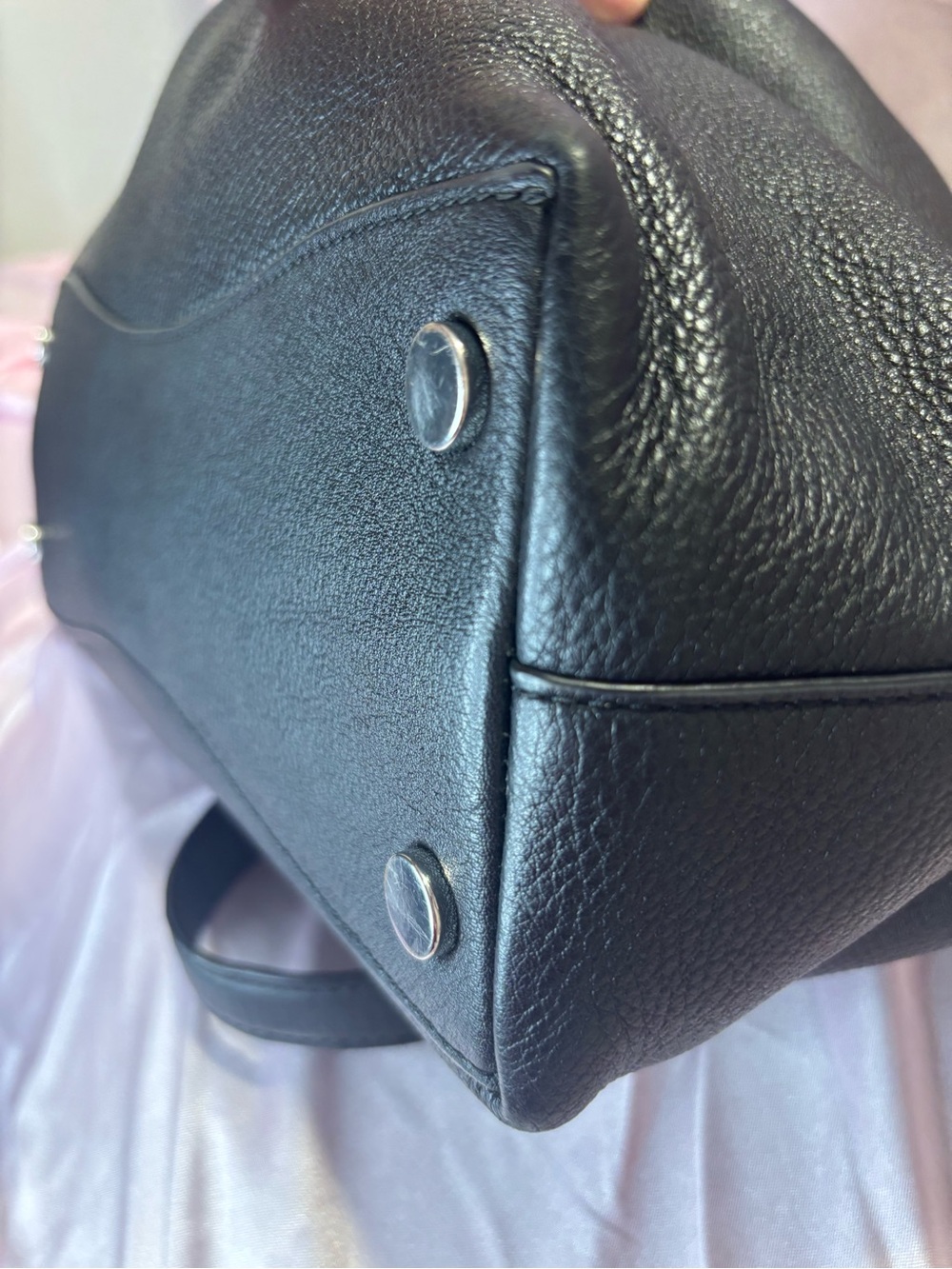 Michael Kors Black Pebbled Leather Shoulder Bag with Silver Hardware - Picture 6 of 10